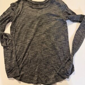 Lululemon On The Run Long Sleeve Heathered Black Reflective Trim Thumbholes Sz 6
